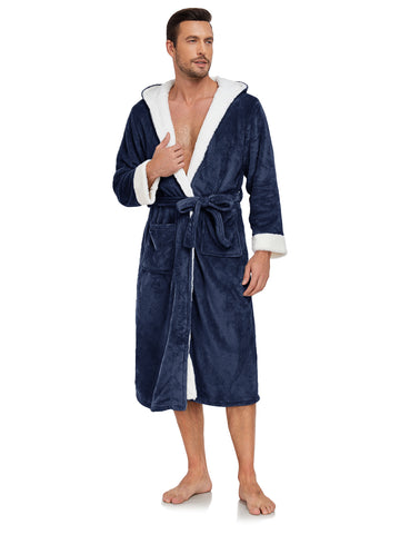 RONGTAI Men's Long Fleece Bathrobe