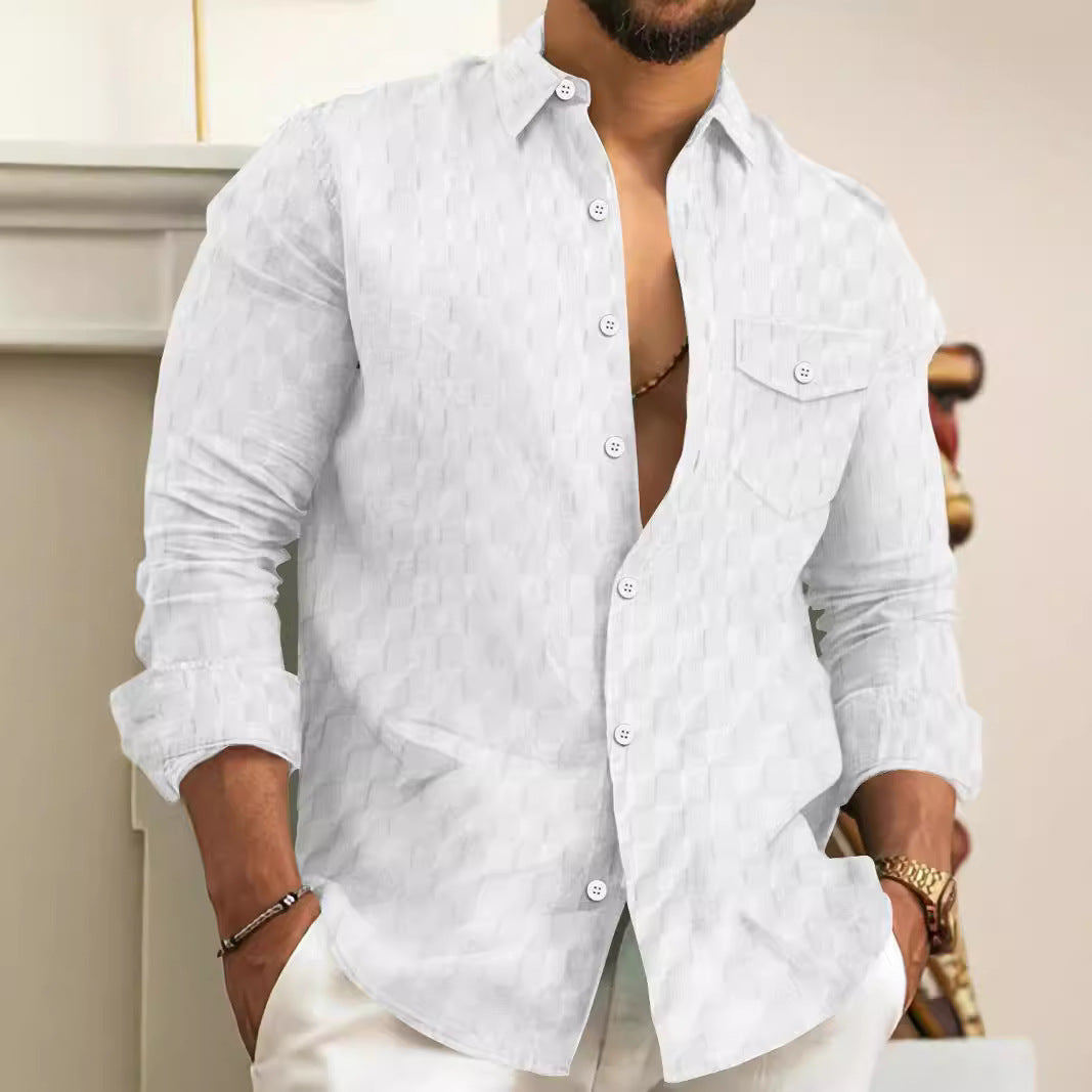 Classic Plaid Jacquard Dress Shirt