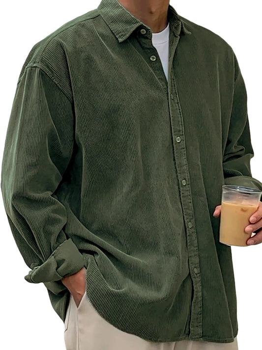 Oversized shirt in 40-thread count corduroy - Premium overlay.