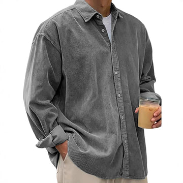 Oversized shirt in 40-thread count corduroy - Premium overlay.