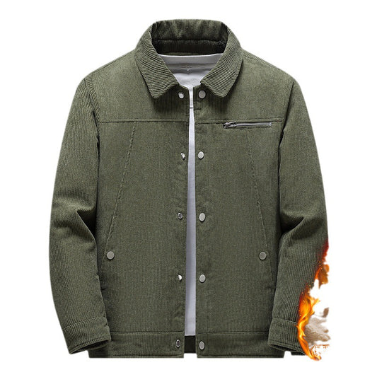 Retro Corduroy Velvet Winter Jacket — Slim Fit with Lapel Design