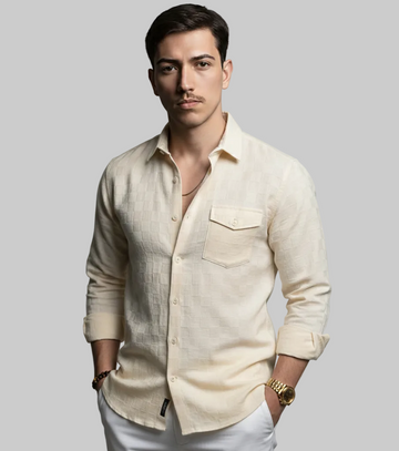 Classic Plaid Jacquard Dress Shirt