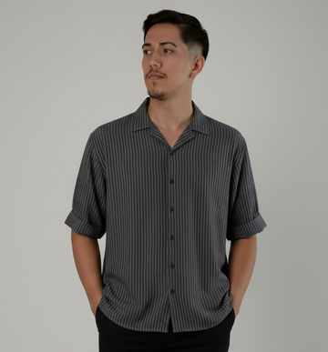 Premium Short-Sleeve Striped Dress Shirt
